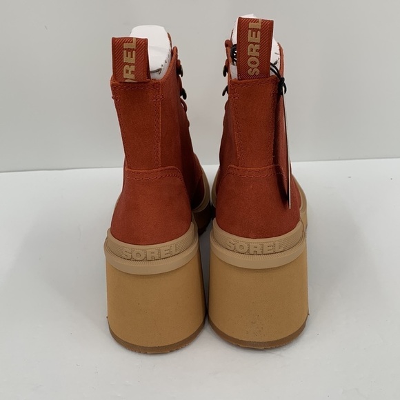 Sorel Hi-line lug boots suede leather waterproof chunky platform shoe red new 9 - Picture 5 of 6
